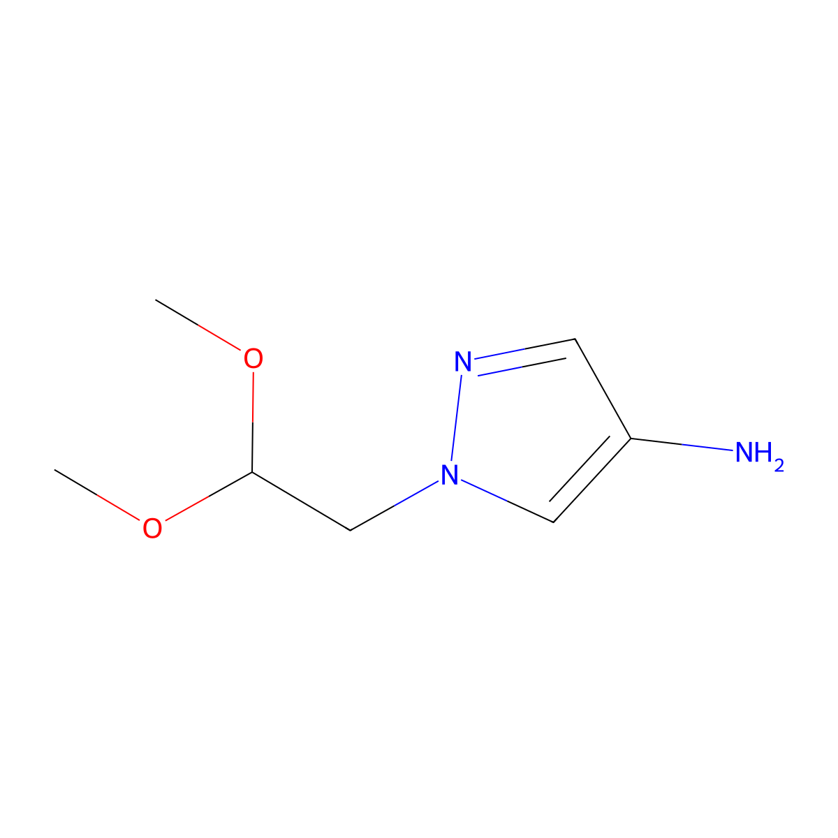 1-(2,2-dimethoxyethyl)-1H-pyrazol-4-amine molecular structure, CAS 1394162-62-9