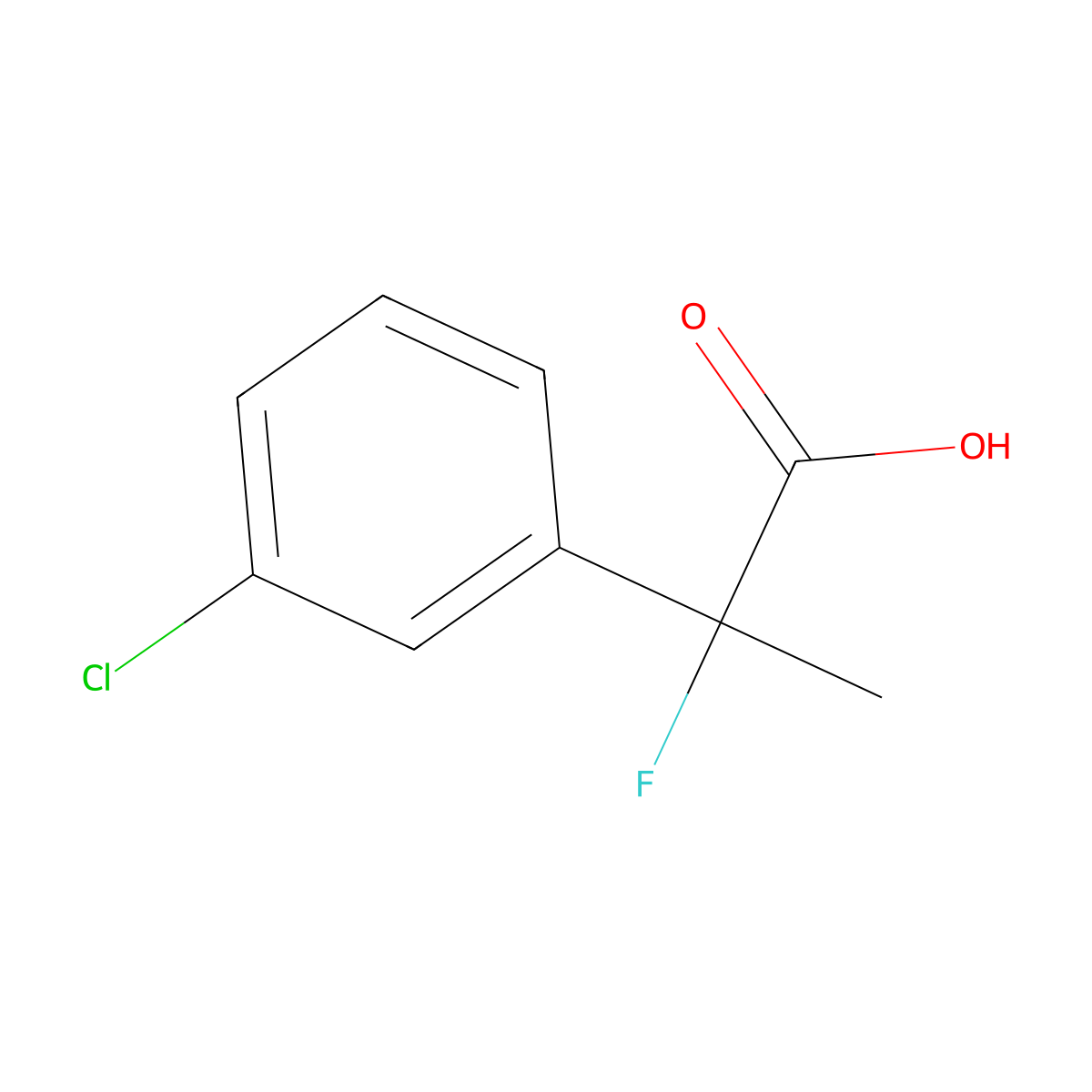 2-(3-Chlorophenyl)-2-fluoropropanoic acid molecular structure, CAS 1394168-74-1