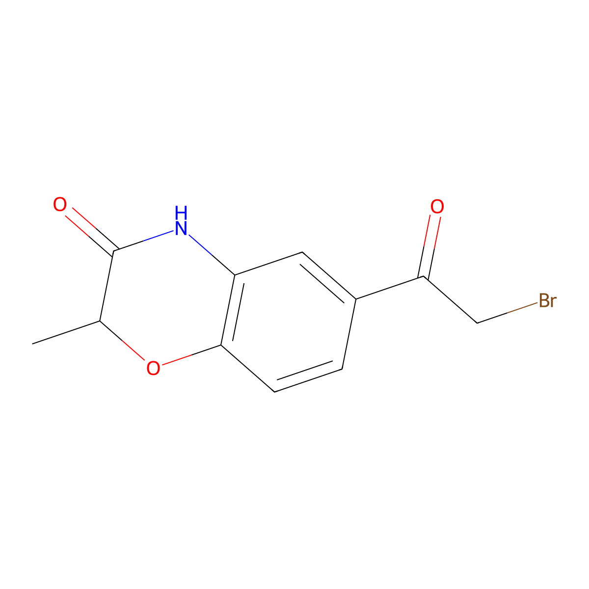 6-(2-bromoacetyl)-2-methyl-3,4-dihydro-2H-1,4-benzoxazin-3-one molecular structure, CAS 139417-14-4