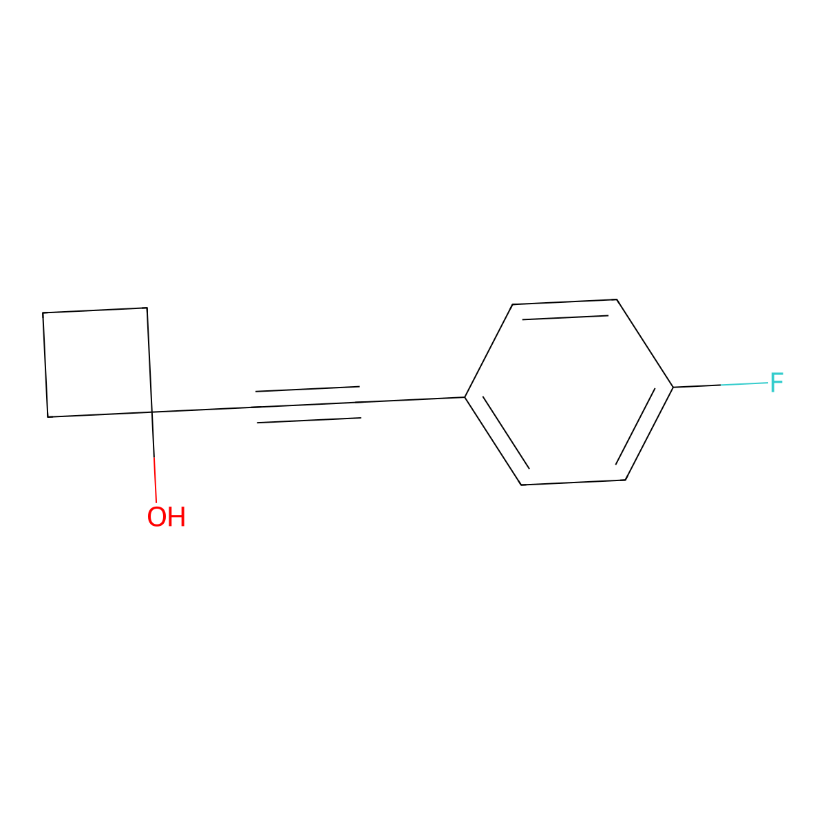 1-((4-Fluorophenyl)ethynyl)cyclobutanol molecular structure, CAS 1394173-10-4