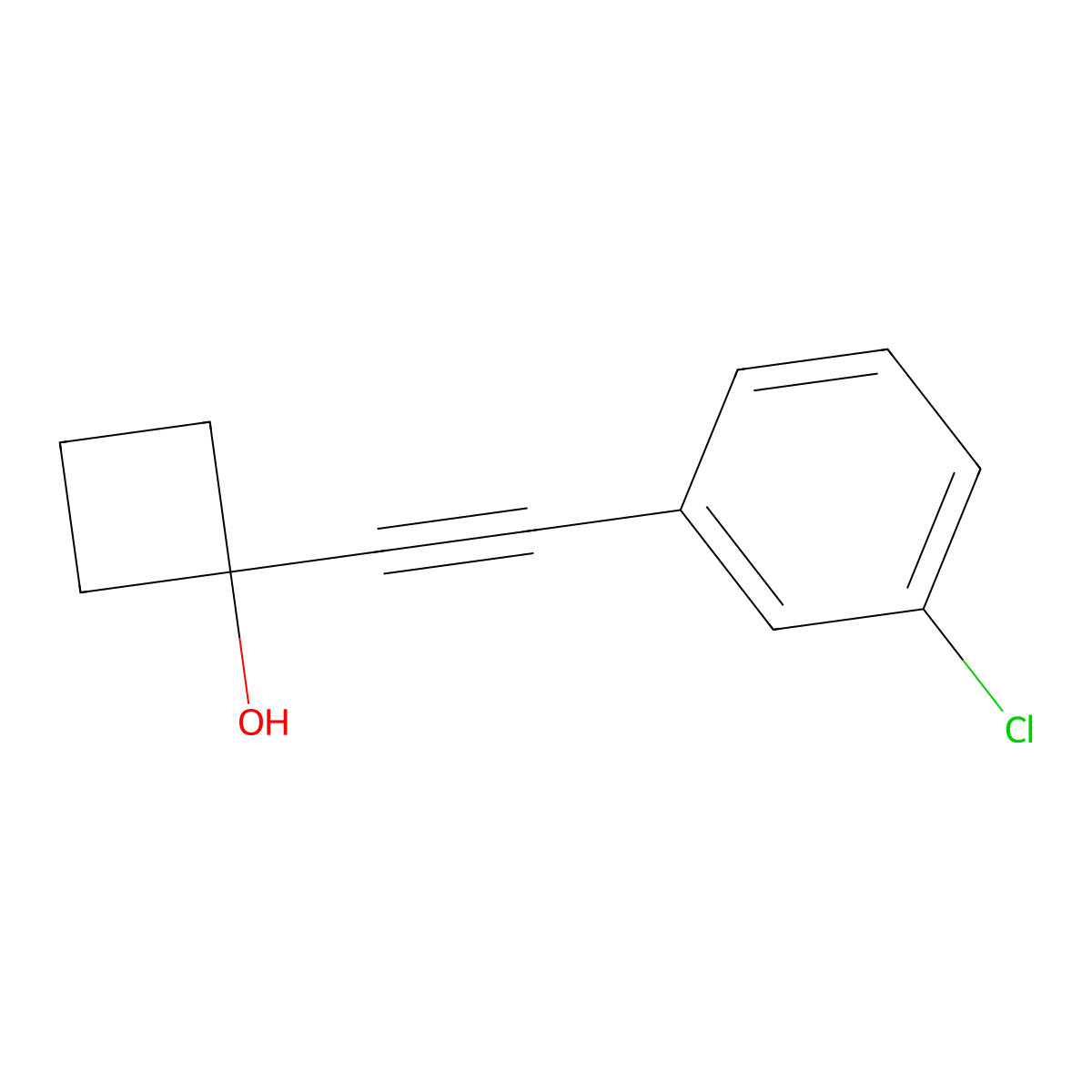 1-[2-(3-Chlorophenyl)ethynyl]cyclobutanol molecular structure, CAS 1394173-11-5