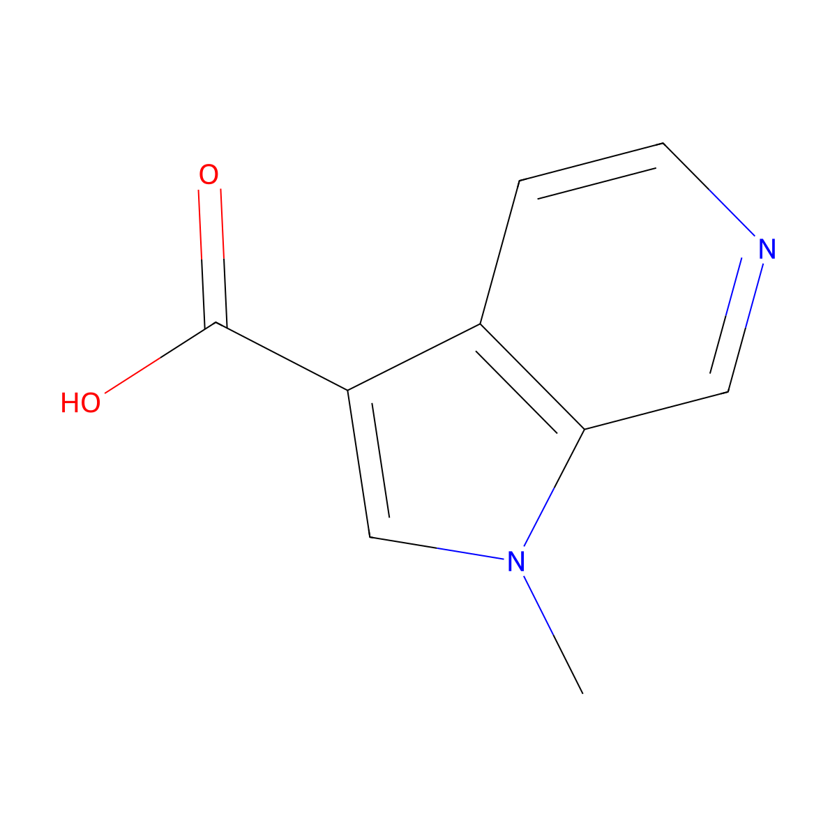 1-methyl-1H-pyrrolo[2,3-c]pyridine-3-carboxylic acid molecular structure, CAS 1394175-19-9