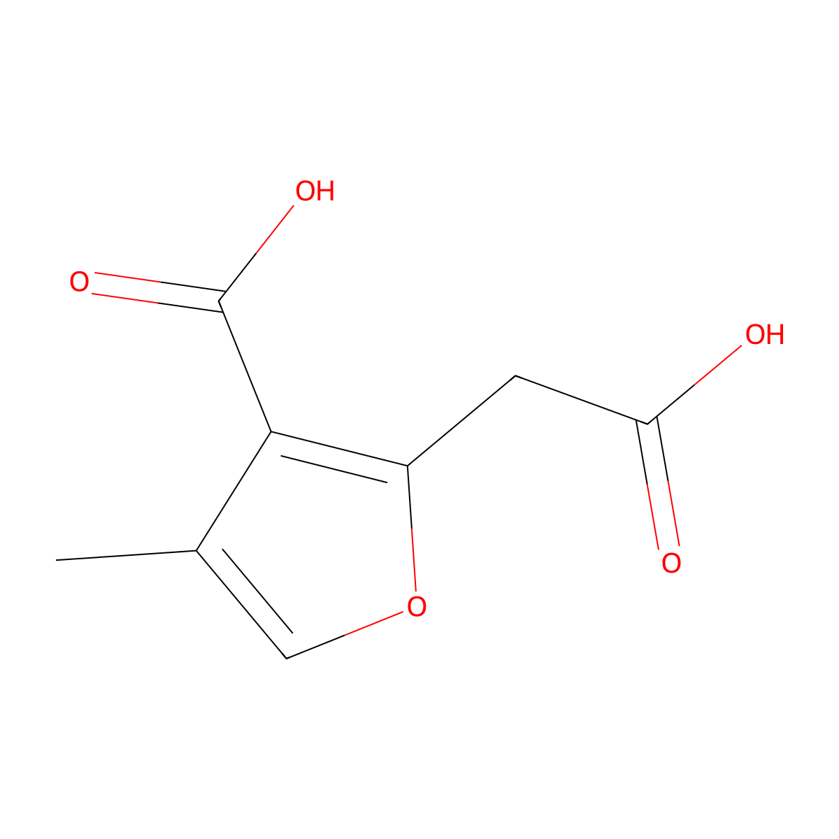 2-(Carboxymethyl)-4-methylfuran-3-carboxylic acid molecular structure, CAS 139422-34-7
