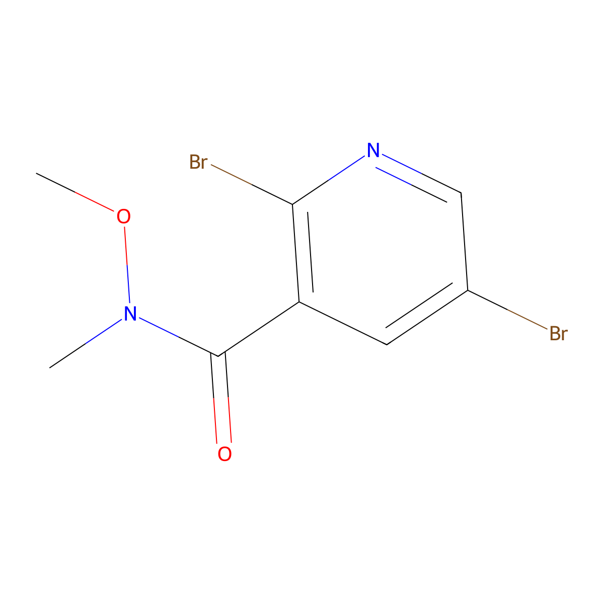 2,5-Dibromo-N-methoxy-N-methylnicotinamide molecular structure, CAS 1394291-26-9