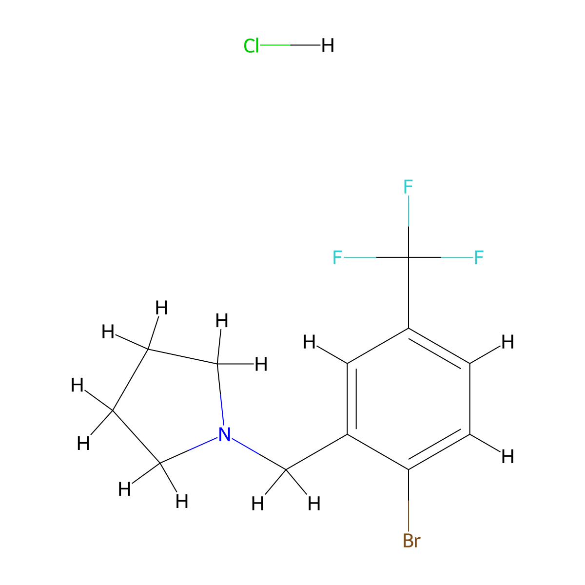1-[[2-Bromo-5-(trifluoromethyl)phenyl]methyl]-pyrrolidine hydrochloride molecular structure, CAS 1394291-33-8