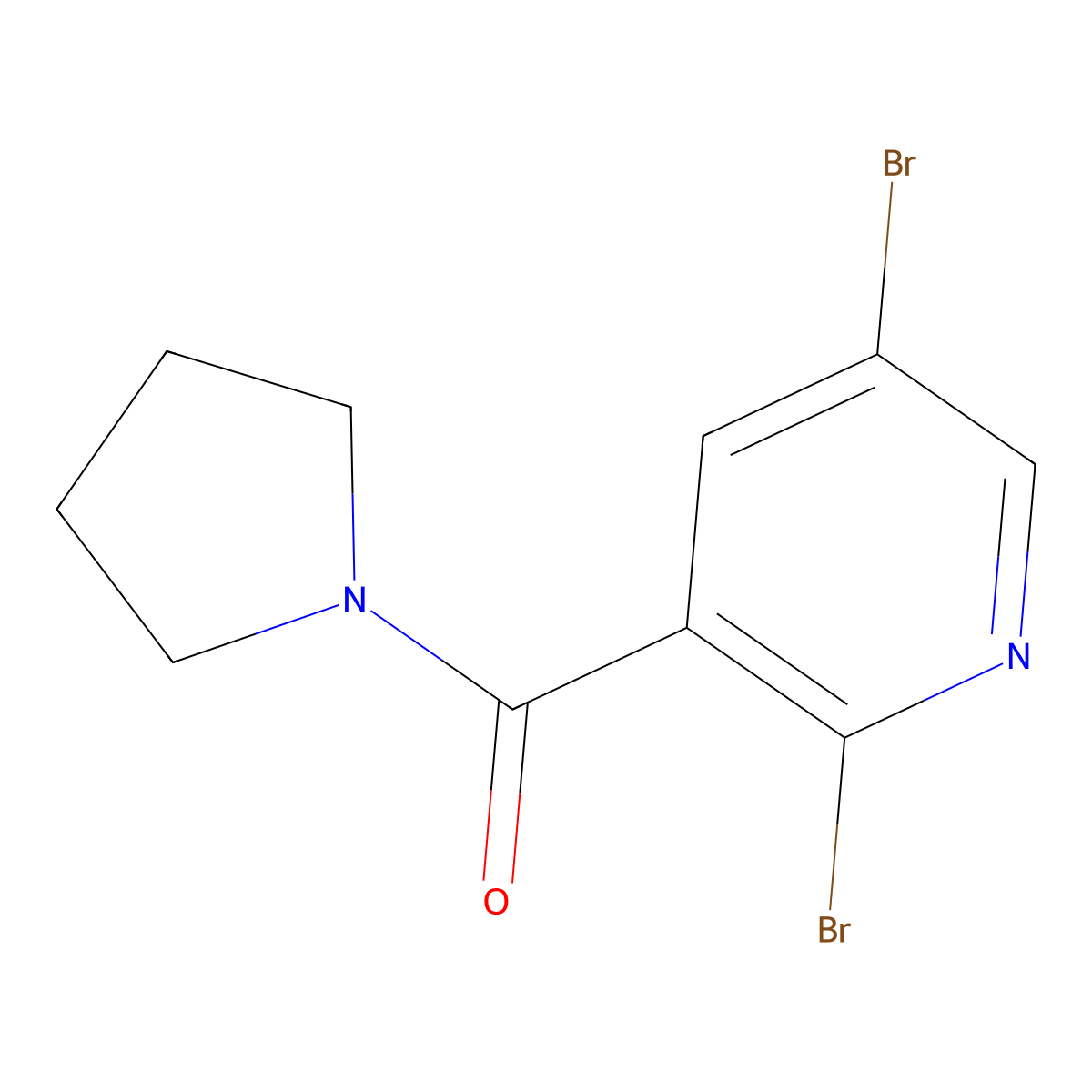 2,5-Dibromo-3-(pyrrolidinocarbonyl)pyridine molecular structure, CAS 1394291-35-0