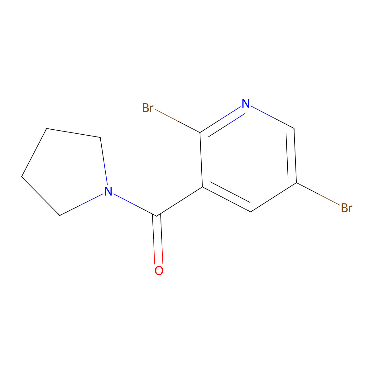 2,5-Dibromo-3-(pyrrolidinocarbonyl)pyridine molecular structure, CAS 1394291-35-0