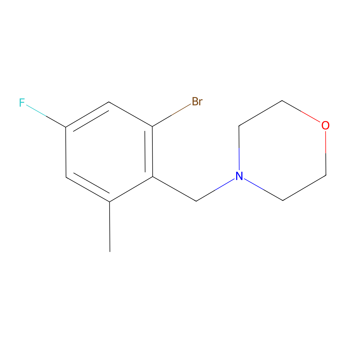 4-(2-Bromo-4-fluoro-6-methylbenzyl)morpholine molecular structure, CAS 1394291-38-3
