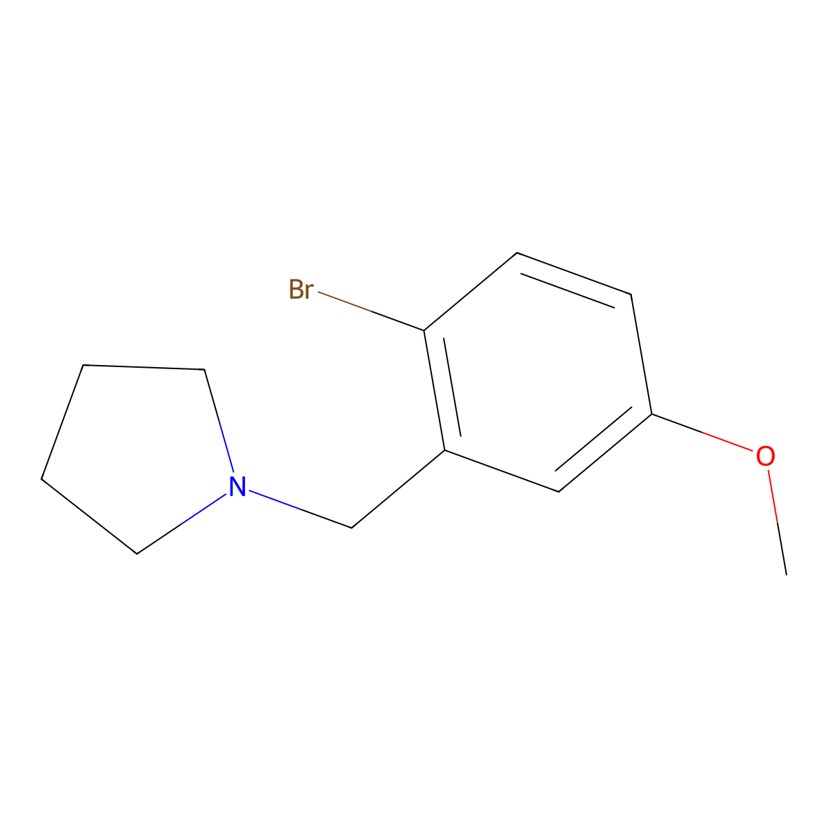 1-(2-Bromo-5-methoxybenzyl)pyrrolidine molecular structure, CAS 1394291-43-0