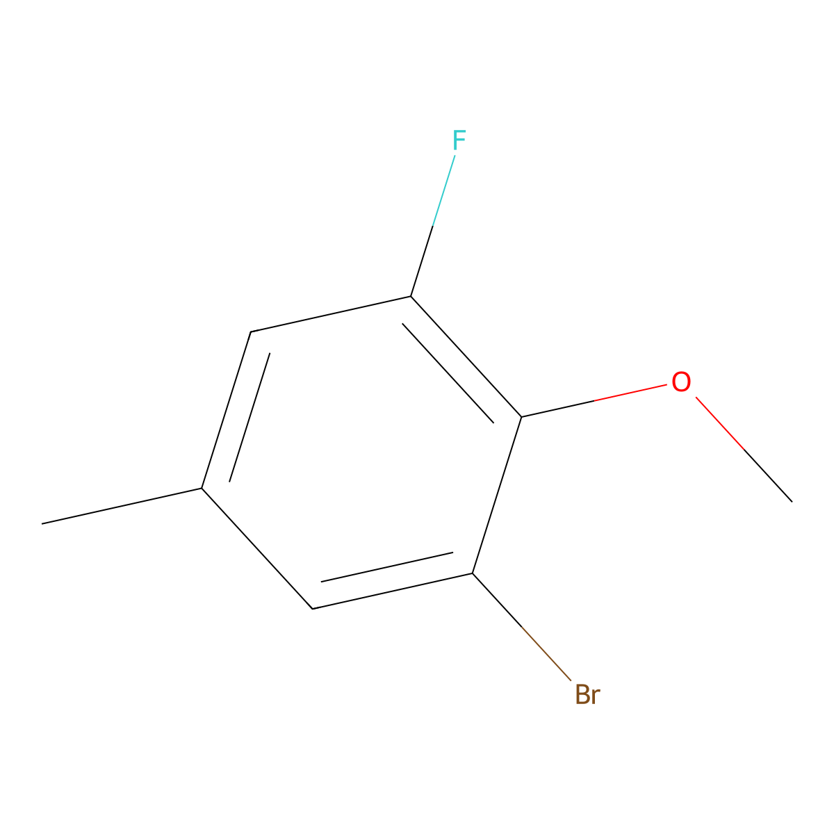 1-Bromo-3-fluoro-2-methoxy-5-methylbenzene molecular structure, CAS 1394291-45-2