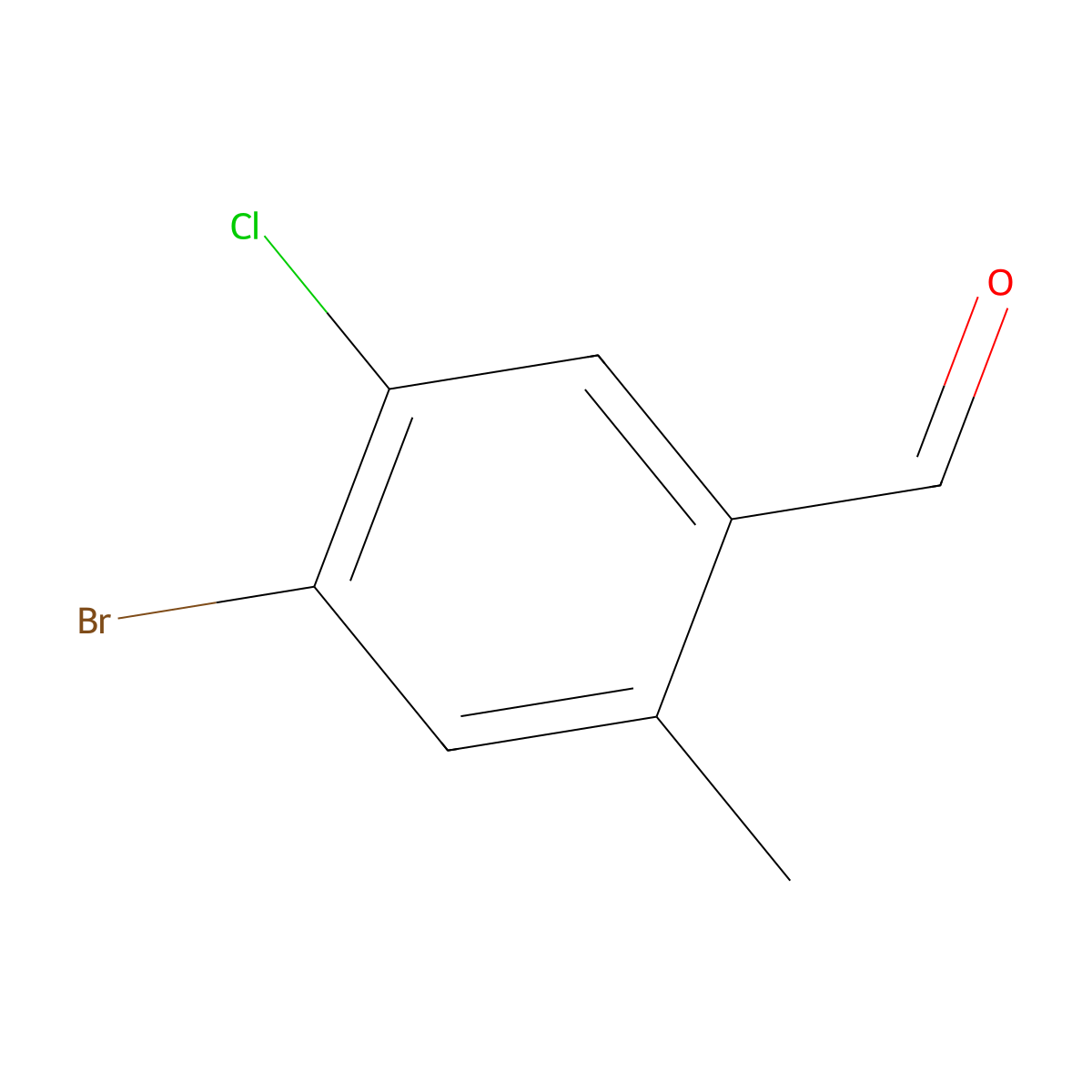 4-Bromo-5-chloro-2-methylbenzaldehyde molecular structure, CAS 1394291-50-9