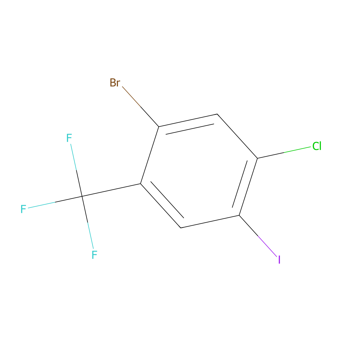 1-Bromo-5-chloro-4-iodo-2-(trifluoromethyl)benzene molecular structure, CAS 1394291-54-3