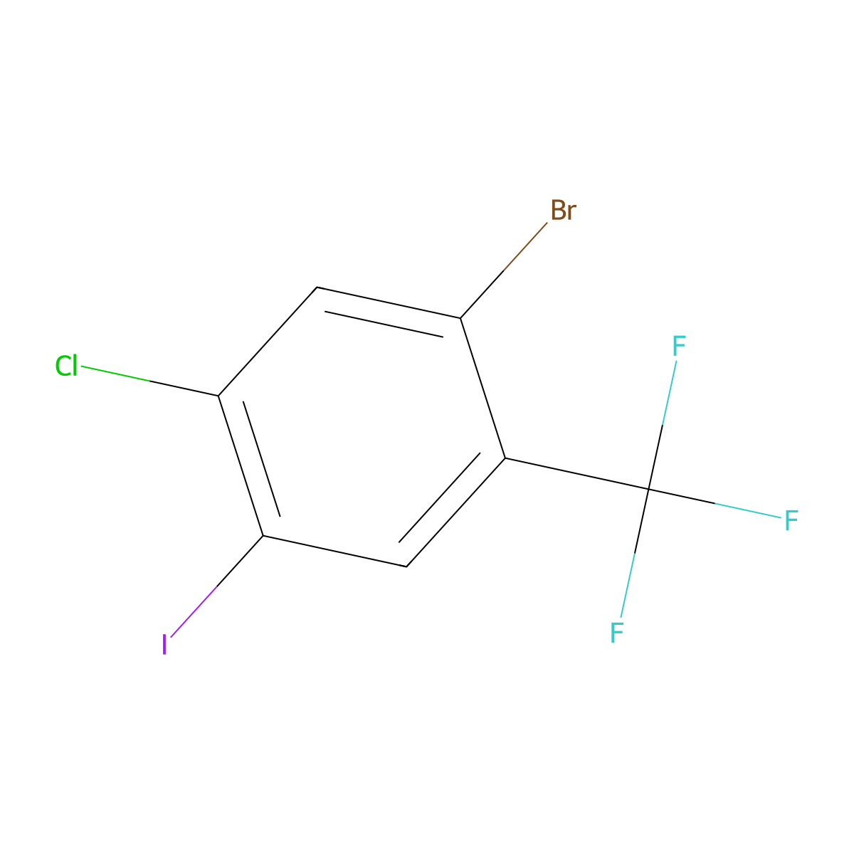 1-Bromo-5-chloro-4-iodo-2-(trifluoromethyl)benzene molecular structure, CAS 1394291-54-3