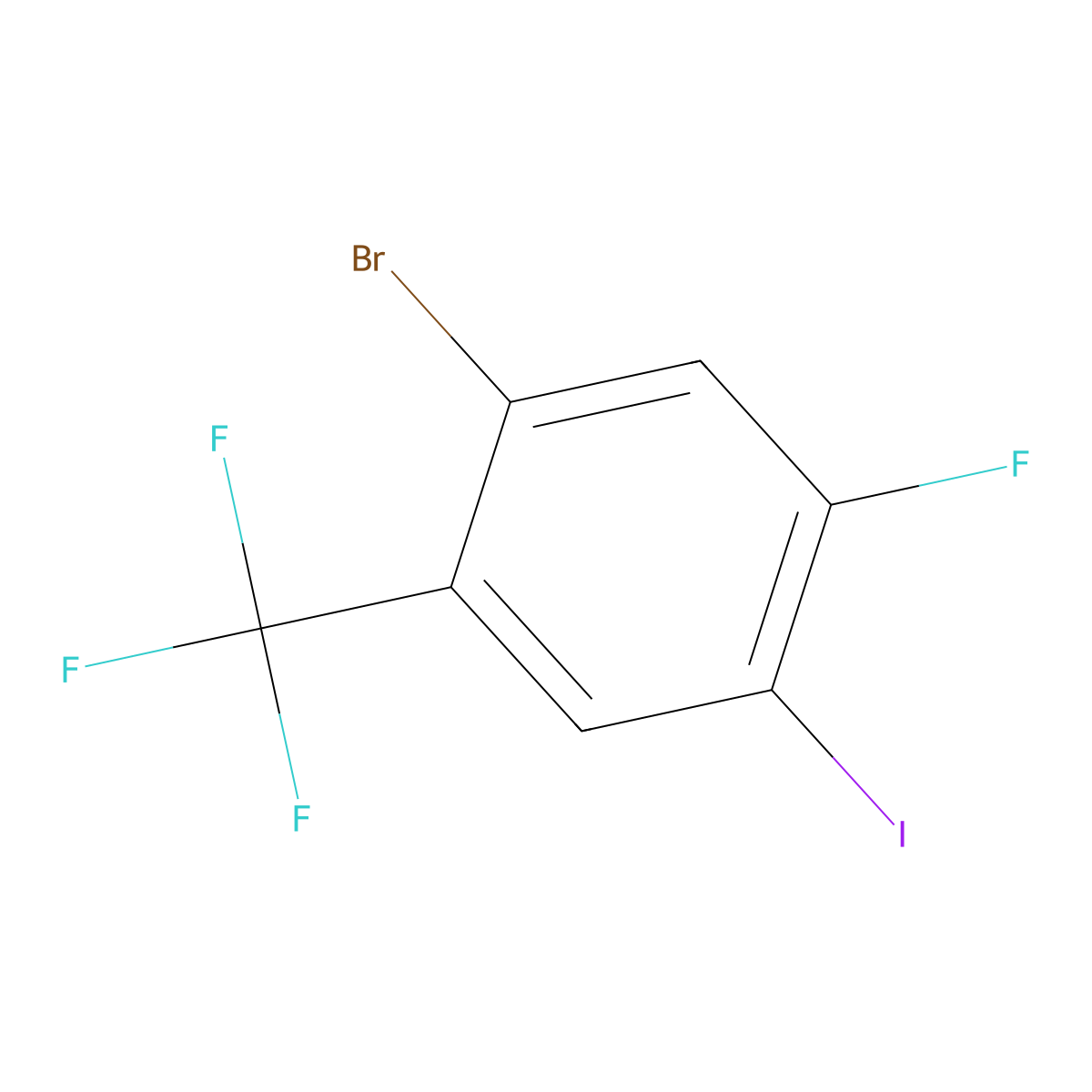 2-Bromo-4-fluoro-5-iodobenzotrifluoride molecular structure, CAS 1394291-55-4