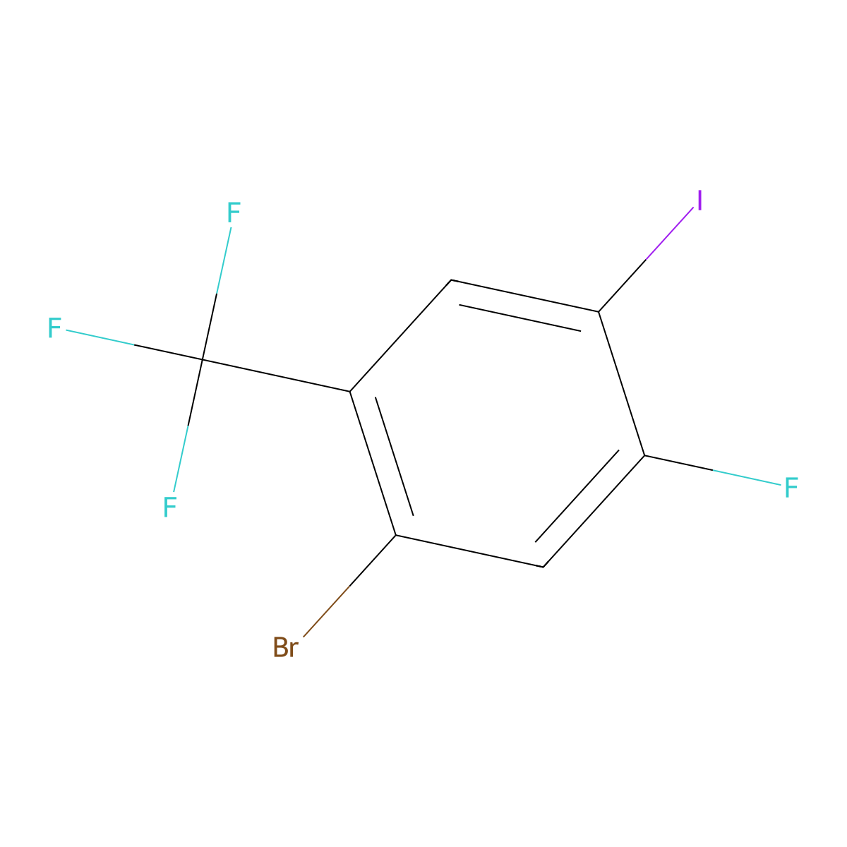2-Bromo-4-fluoro-5-iodobenzotrifluoride molecular structure, CAS 1394291-55-4