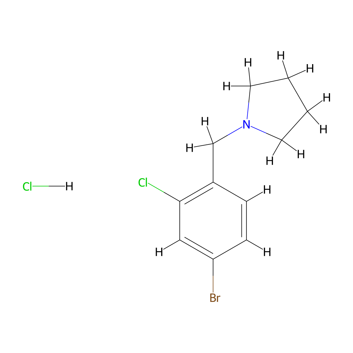 1-(4-Bromo-2-chlorobenzyl)pyrrolidine hydrochloride molecular structure, CAS 1394291-56-5