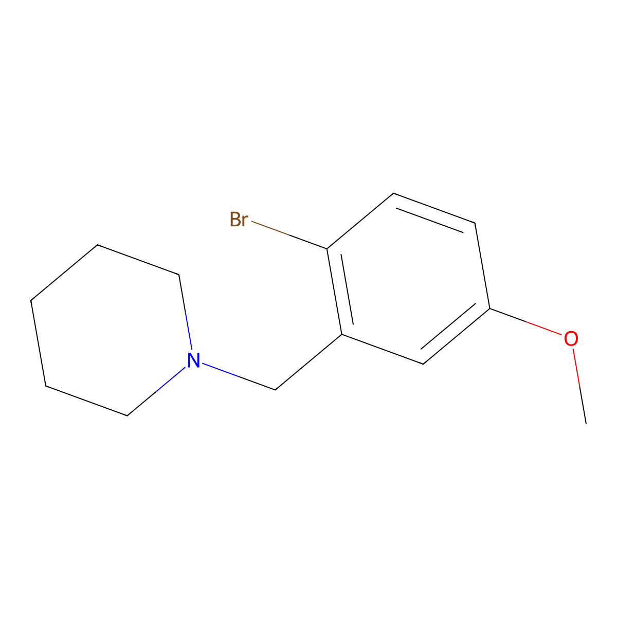 1-[(2-Bromo-5-methoxyphenyl)methyl]piperidine molecular structure, CAS 1394291-60-1