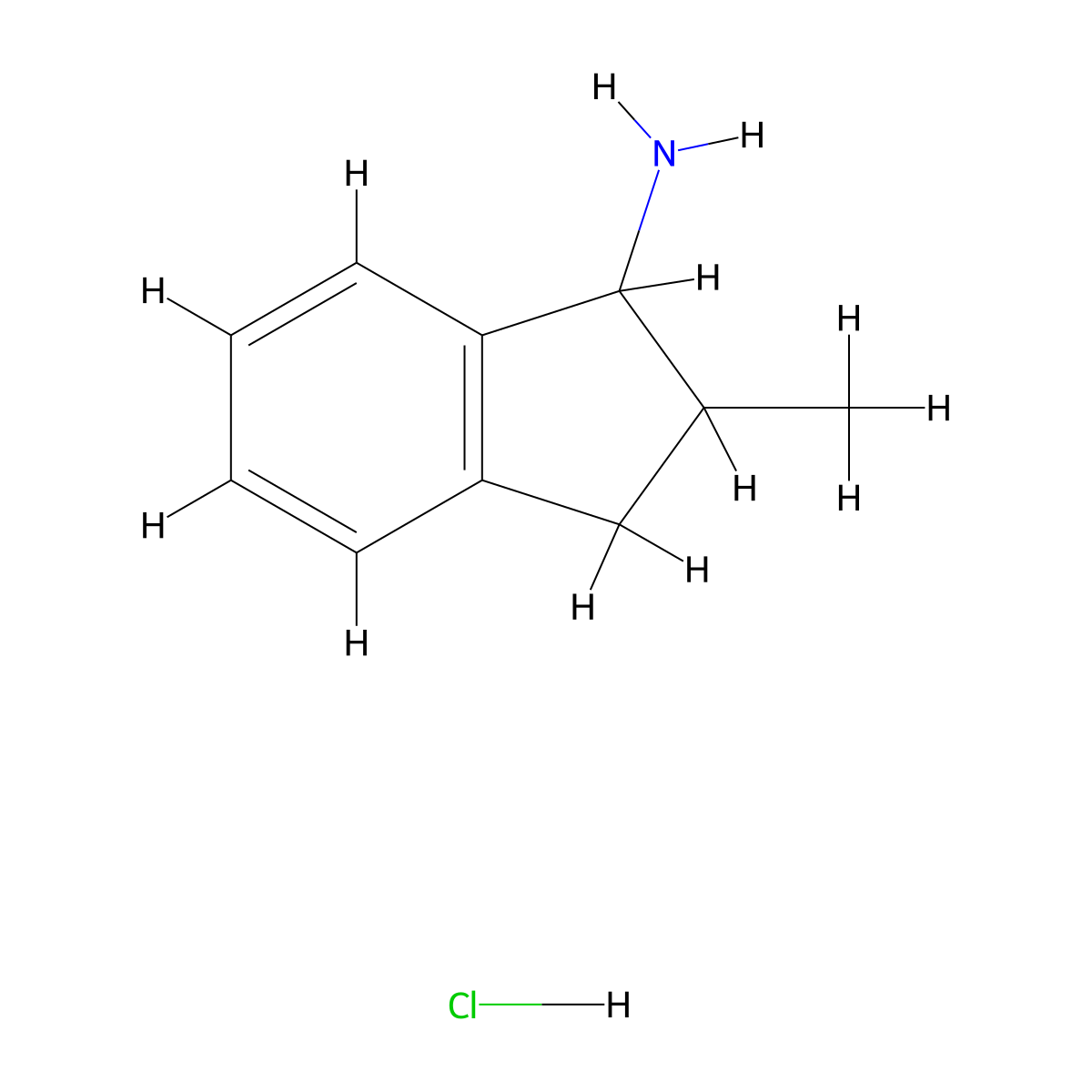 2-methyl-2,3-dihydro-1H-inden-1-amine hydrochloride molecular structure, CAS 13943-76-5