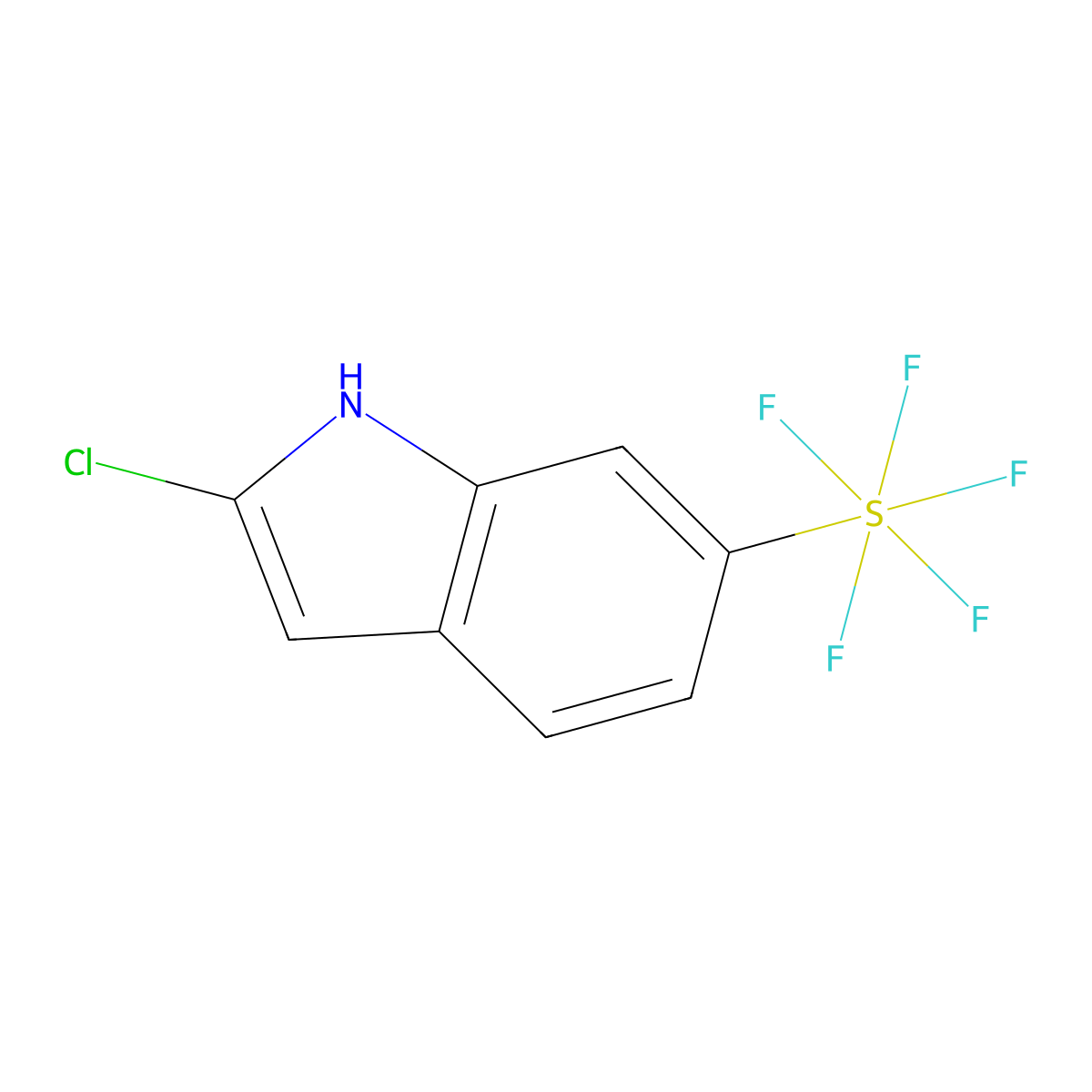 2-Chloro-6-pentafluorosulfanyl-1H-indole molecular structure, CAS 1394319-33-5