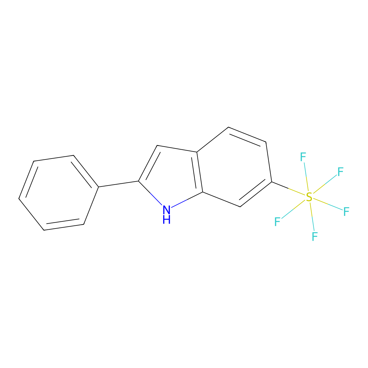 2-Phenyl-6-pentafluorosulfanyl-1H-indole molecular structure, CAS 1394319-36-8
