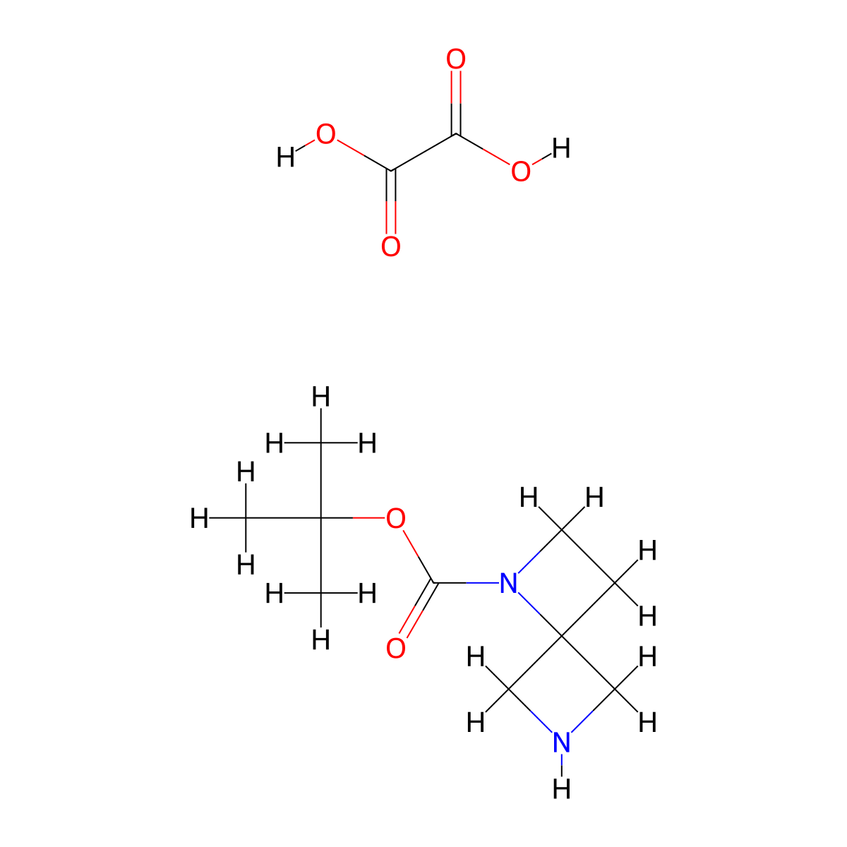 Tert-butyl 1,6-diazaspiro[3.3]heptane-1-carboxylate oxalate molecular structure, CAS 1394319-56-2