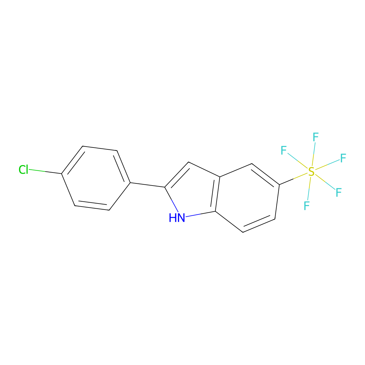 2-(4-Chlorophenyl)-5-pentafluorosulfanyl-1H-indole molecular structure, CAS 1394319-64-2