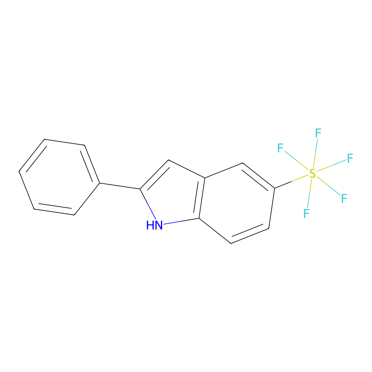 2-Phenyl-5-pentafluorosulfanyl-1H-indole molecular structure, CAS 1394319-69-7