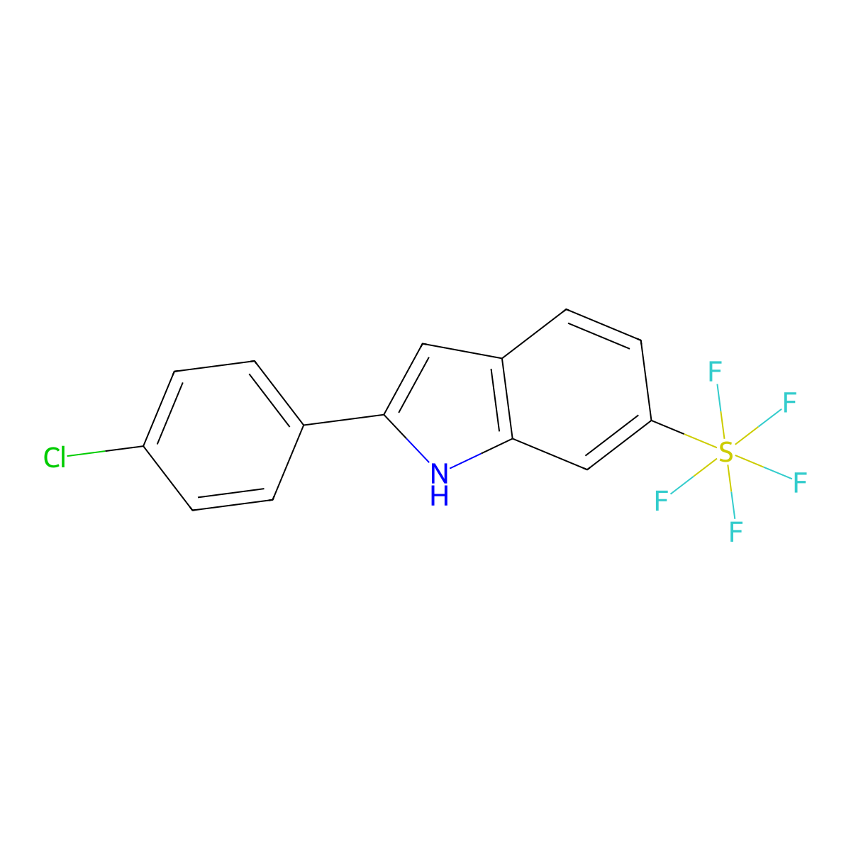 (OC-6-21)-[2-(4-Chlorophenyl)-1H-indol-6-yl]pentafluorosulfur molecular structure, CAS 1394319-73-3