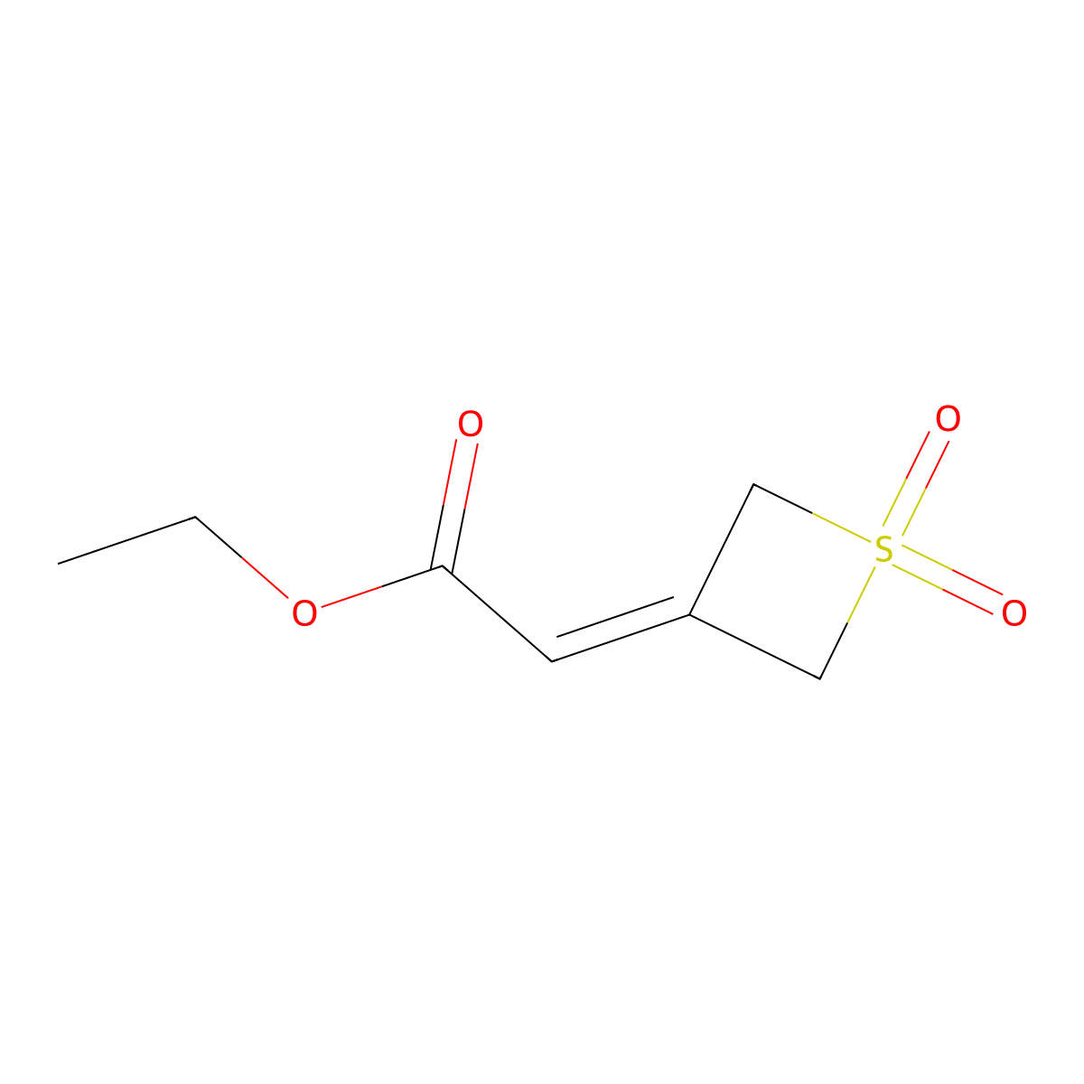 Ethyl 2-(1,1-dioxidothietan-3-ylidene)acetate molecular structure, CAS 1394319-79-9