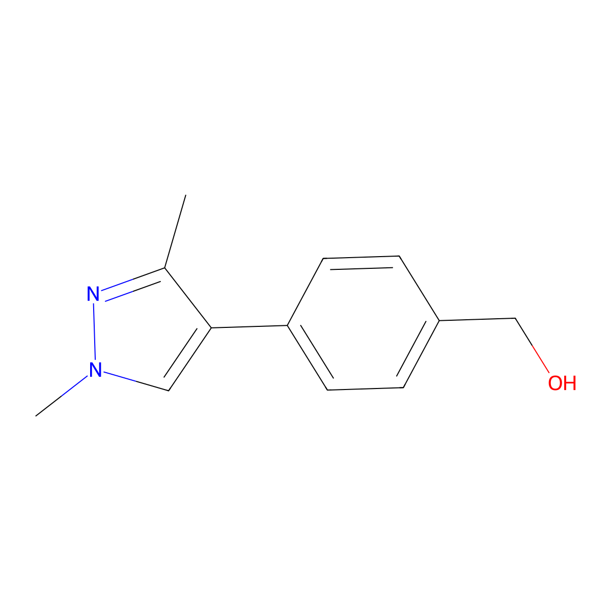 (4-(1,3-Dimethyl-1H-pyrazol-4-yl)phenyl)methanol molecular structure, CAS 1394330-69-8