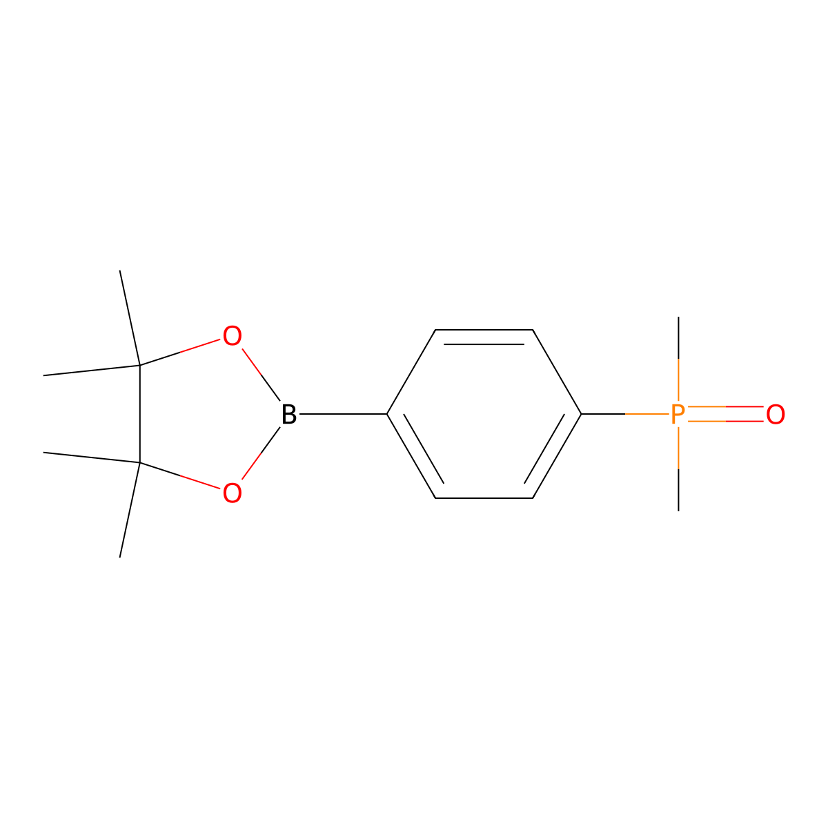 Dimethyl(4-(4,4,5,5-tetramethyl-1,3,2-dioxaborolan-2-yl)phenyl)phosphine oxide molecular structure, CAS 1394346-20-3