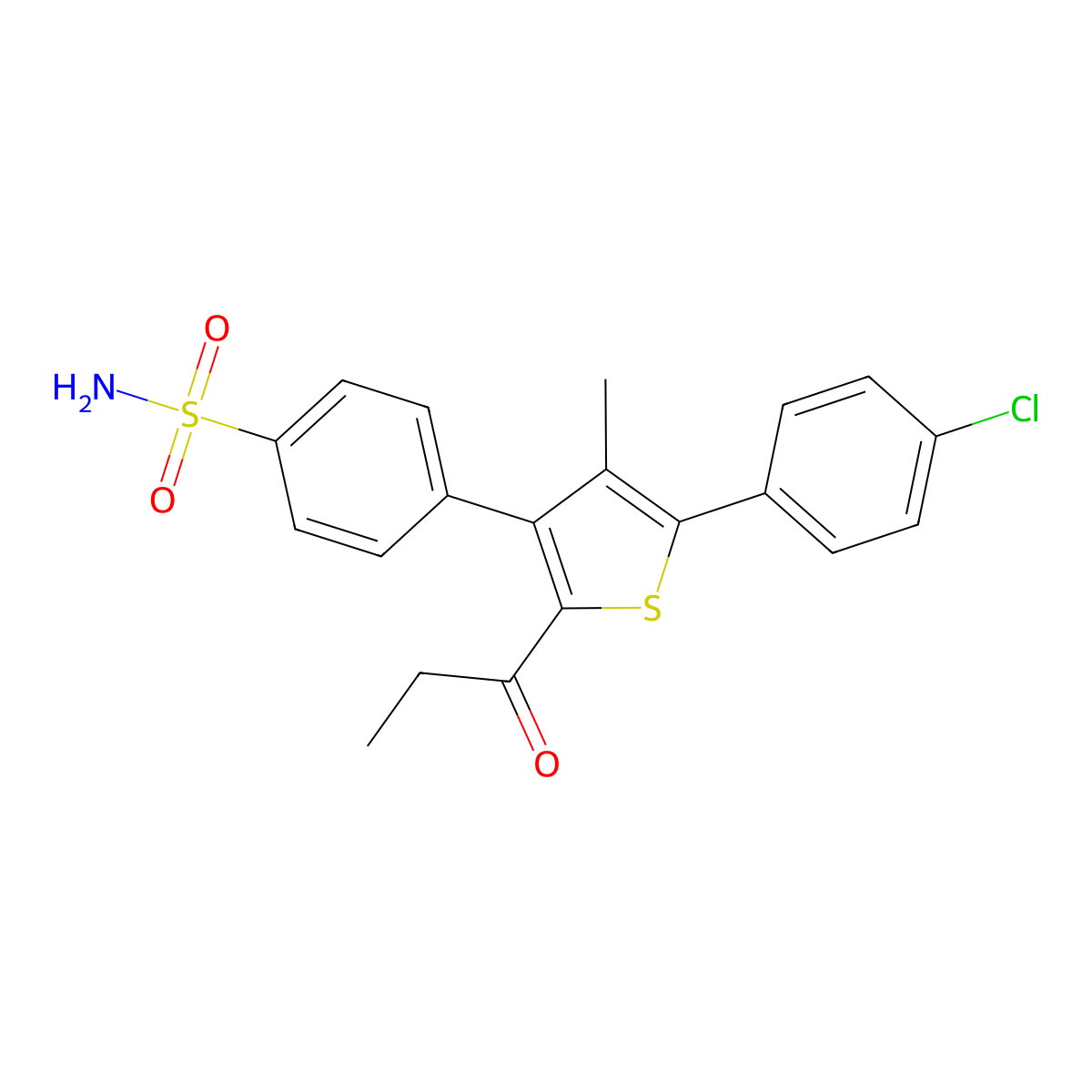 4-(5-(4-Chlorophenyl)-4-methyl-2-propionylthiophen-3-yl)benzenesulfonamide molecular structure, CAS 1394371-75-5