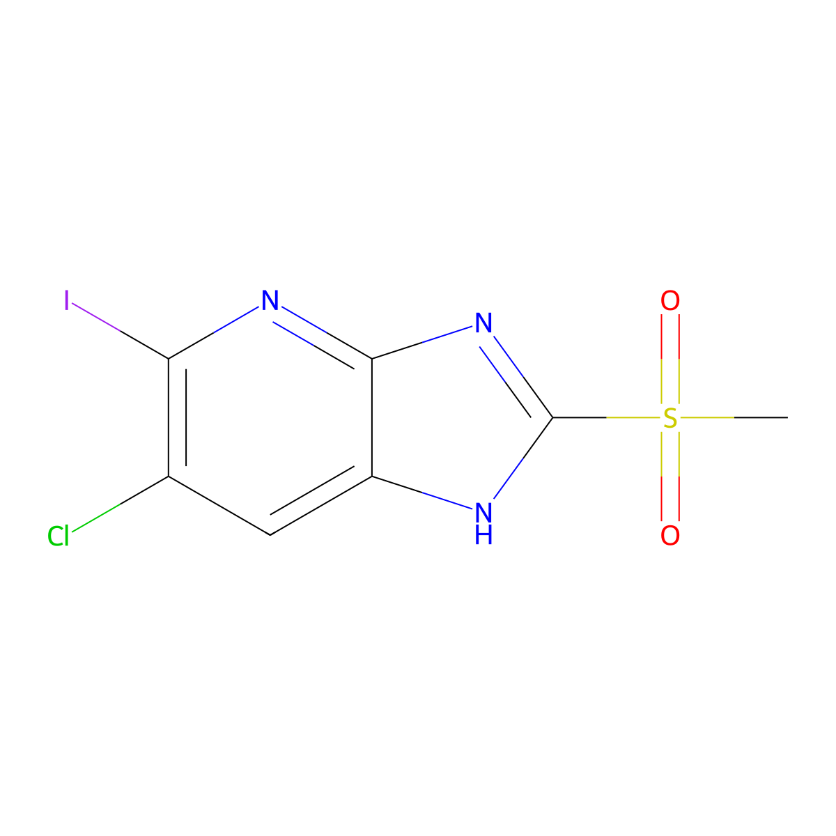 6-Chloro-5-iodo-2-(methylsulfonyl)-3H-imidazo[4,5-b]pyridine molecular structure, CAS 1394373-18-2
