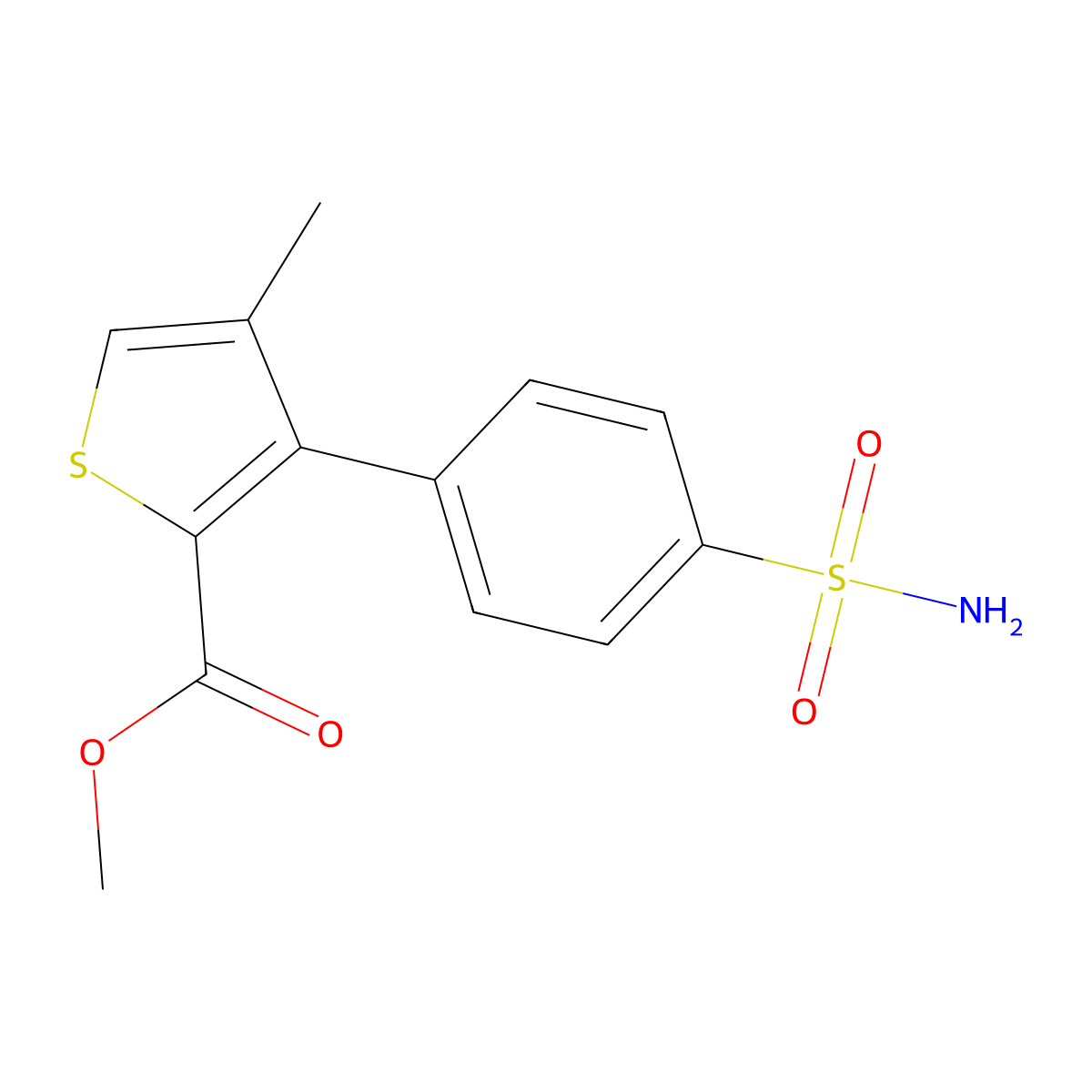Methyl 4-methyl-3-(4-sulfamoylphenyl)thiophene-2-carboxylate molecular structure, CAS 1394374-12-9