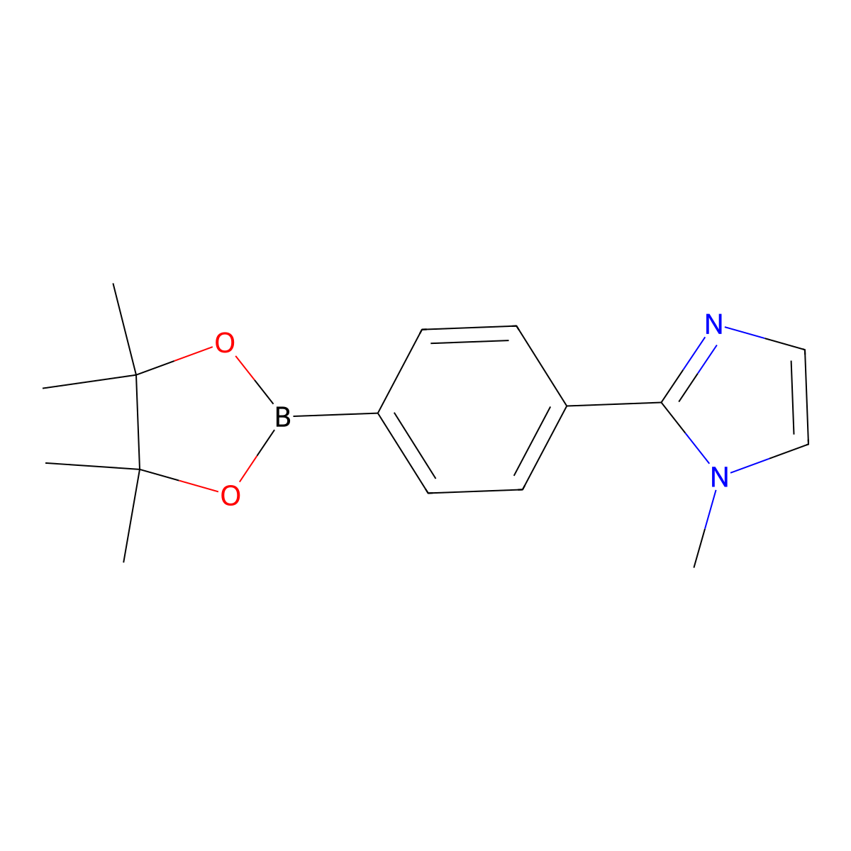 1-methyl-2-(4-(4,4,5,5-tetramethyl-1,3,2-dioxaborolan-2-yl)phenyl)-1H-imidazole molecular structure, CAS 1394374-23-2
