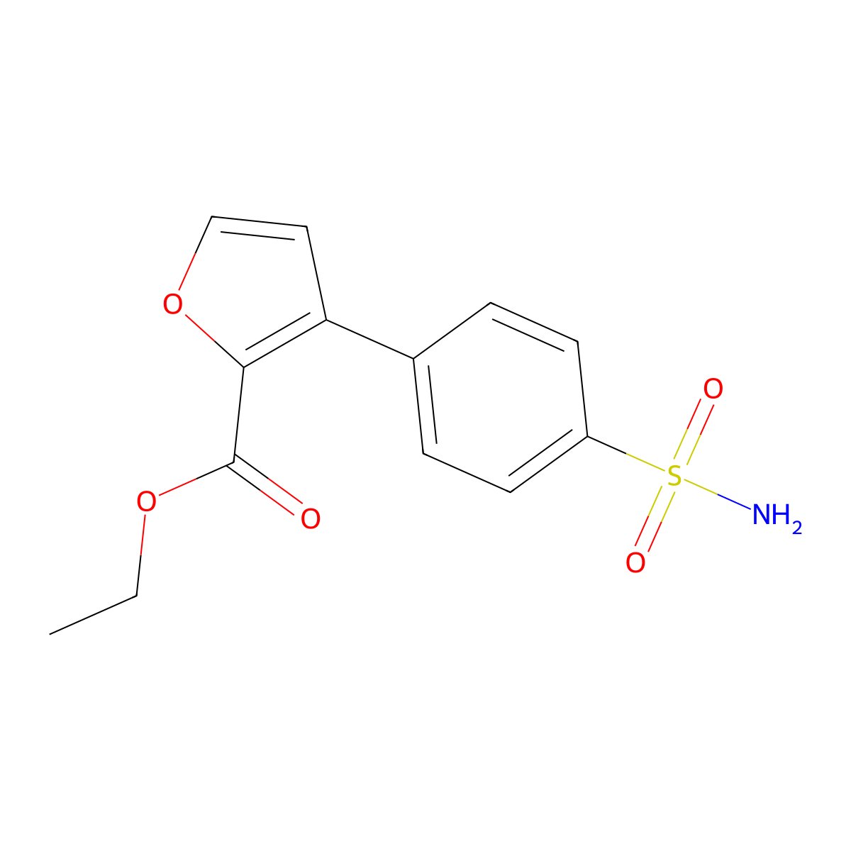 Ethyl 3-(4-sulfamoylphenyl)furan-2-carboxylate molecular structure, CAS 1394375-52-0