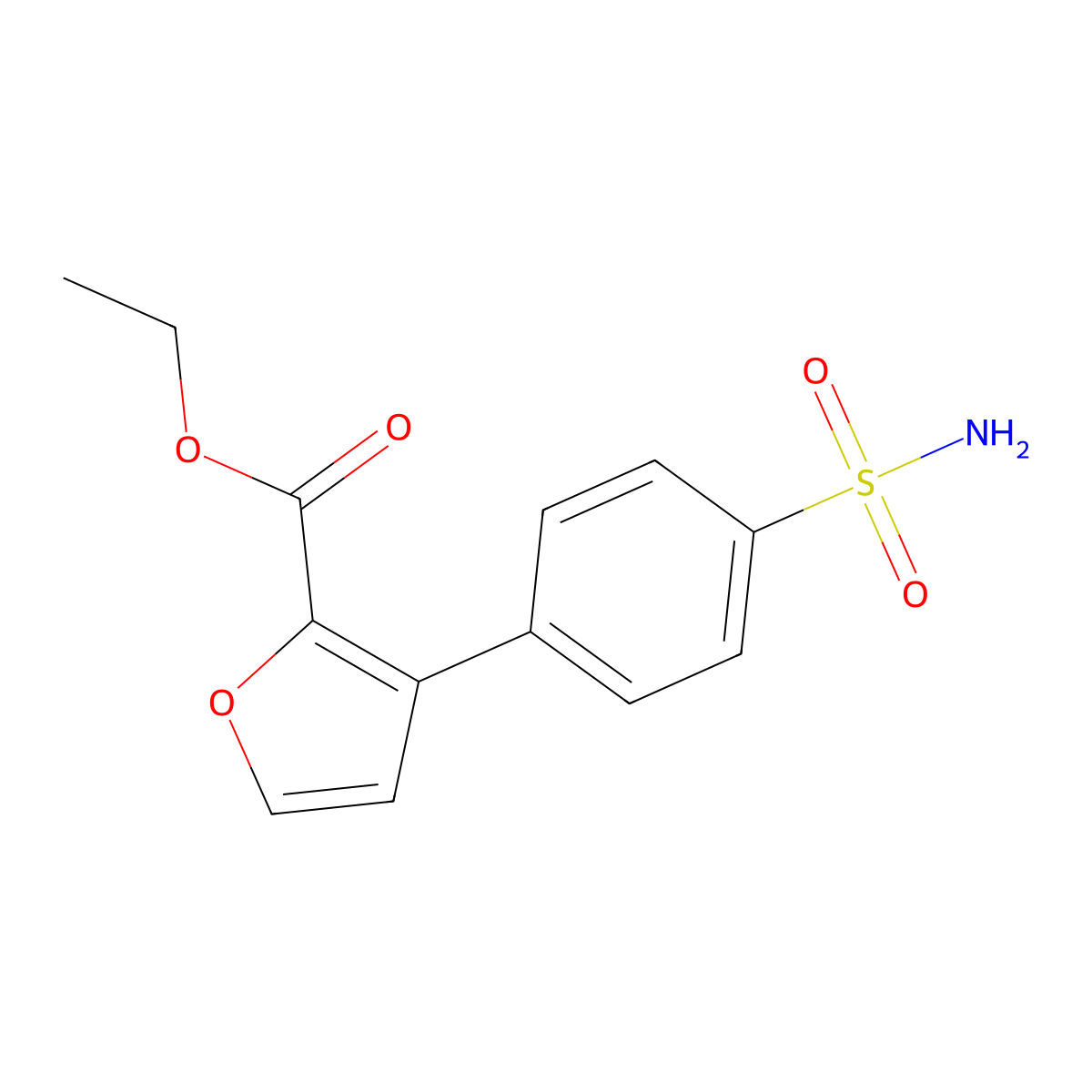Ethyl 3-(4-sulfamoylphenyl)furan-2-carboxylate molecular structure, CAS 1394375-52-0