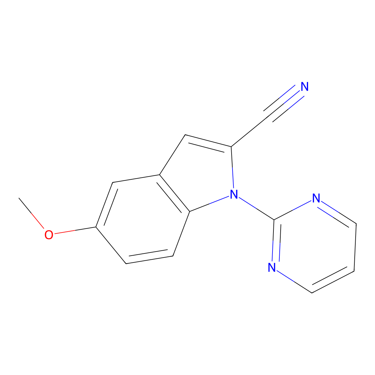 5-Methoxy-1-(pyrimidin-2-yl)-1H-indole-2-carbonitrile molecular structure, CAS 1394402-10-8