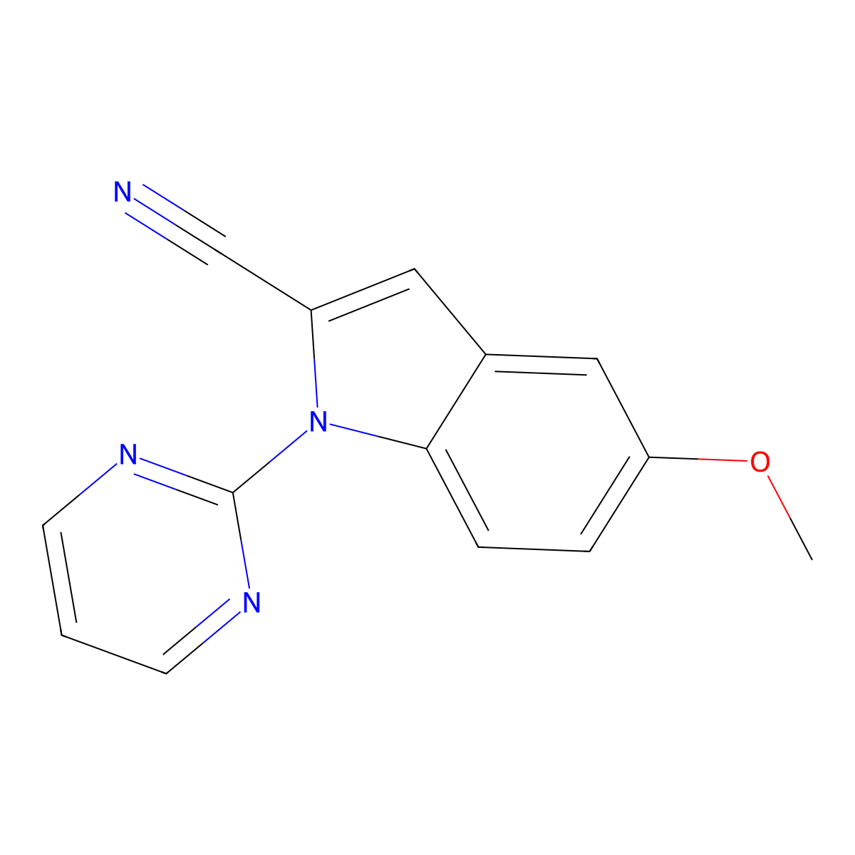 5-Methoxy-1-(pyrimidin-2-yl)-1H-indole-2-carbonitrile molecular structure, CAS 1394402-10-8