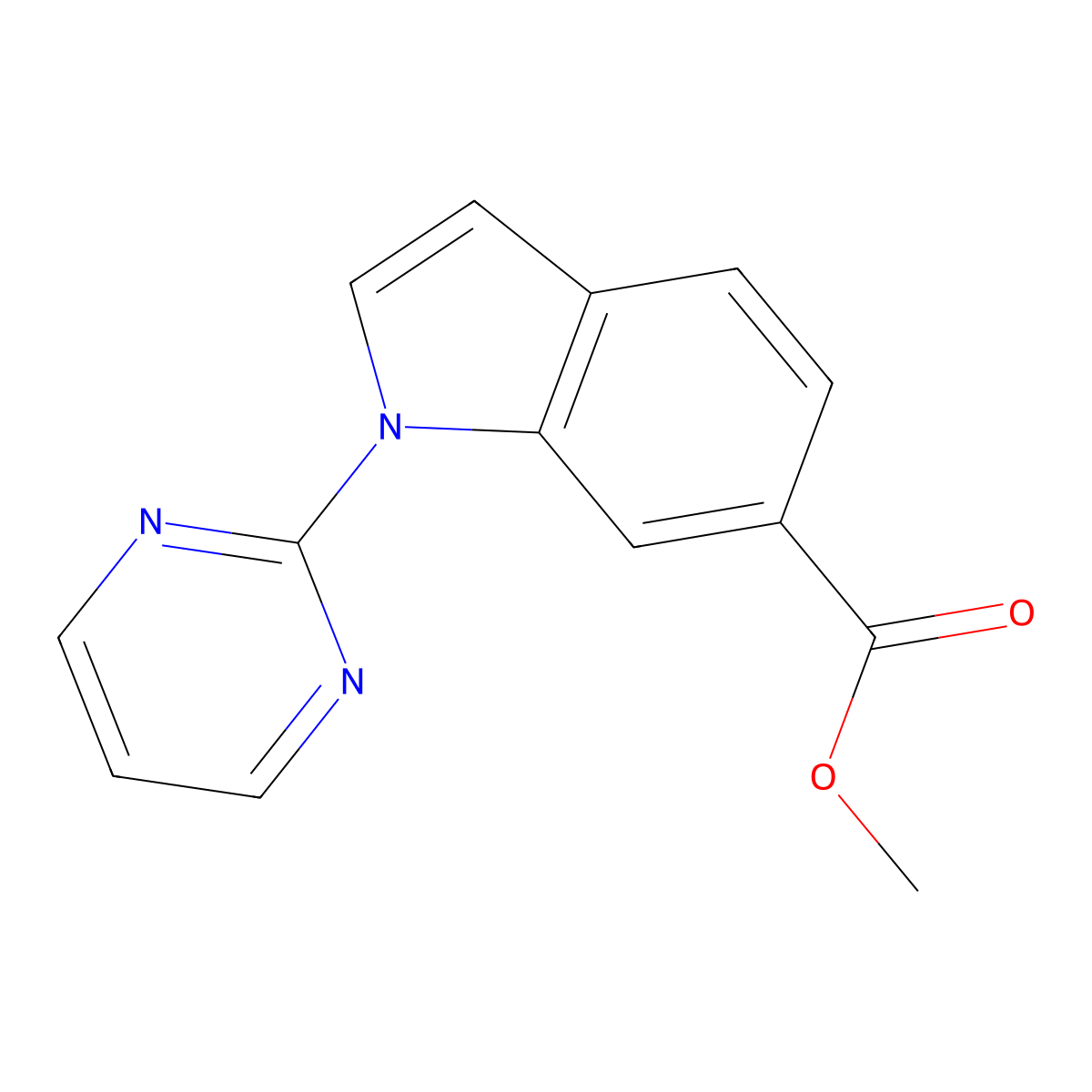Methyl 1-(pyrimidin-2-yl)-1H-indole-6-carboxylate molecular structure, CAS 1394402-26-6
