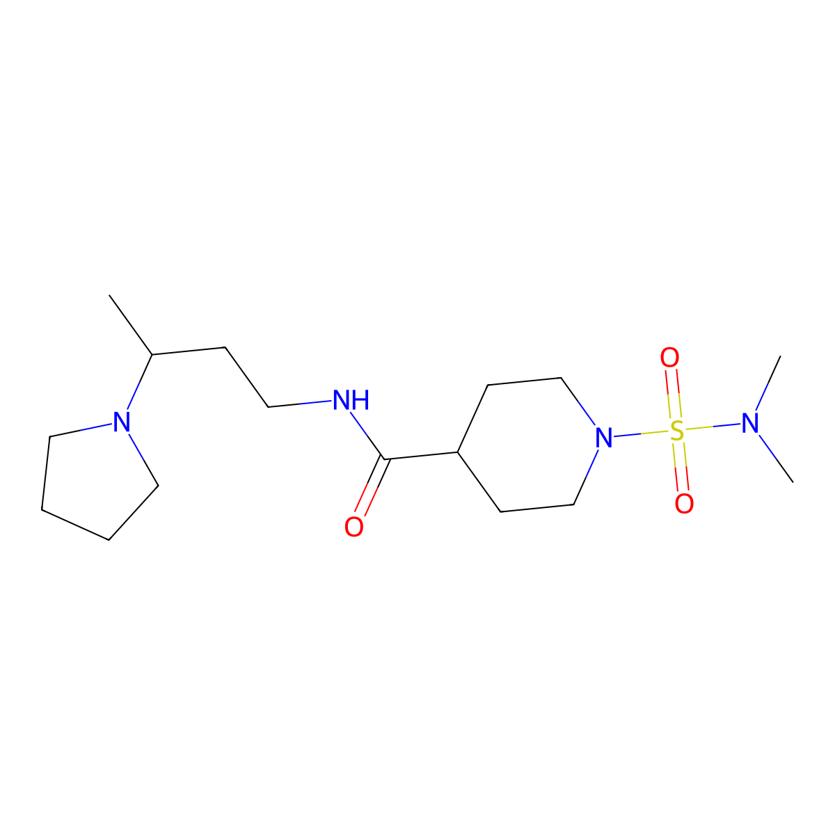 1-(dimethylsulfamoyl)-N-[3-(pyrrolidin-1-yl)butyl]piperidine-4-carboxamide molecular structure, CAS 1394469-11-4