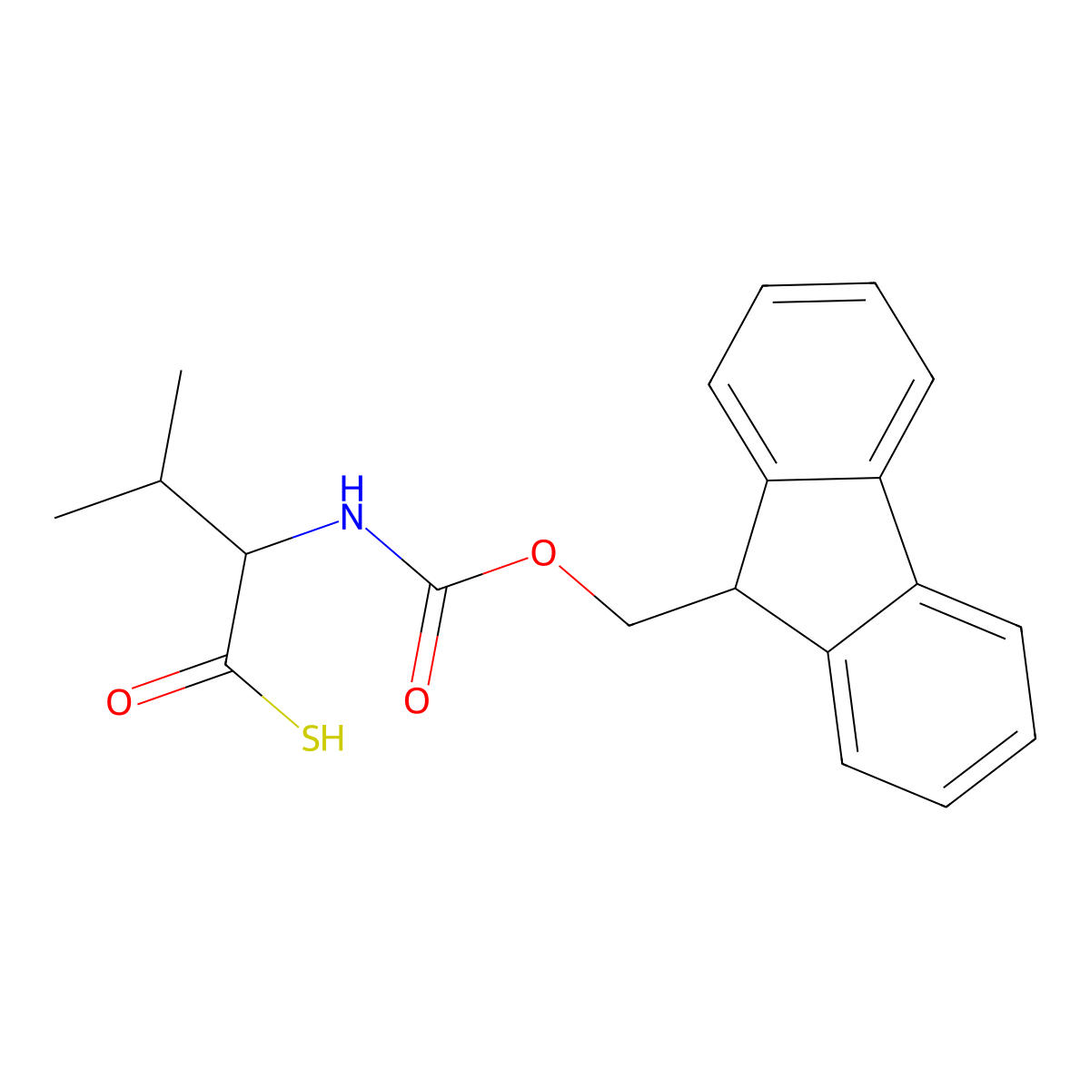 Fmoc-(S)-2-amino-3-methylbutanethioic S-acid molecular structure, CAS 139448-91-2
