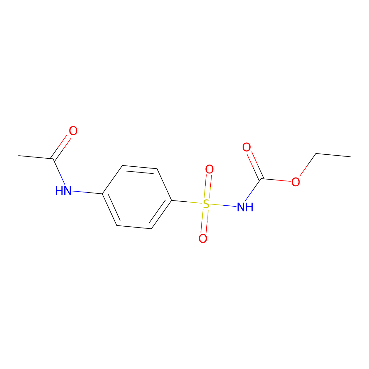 Ethyl ((4-(acetylamino)phenyl)sulphonyl)carbamate molecular structure, CAS 13945-59-0