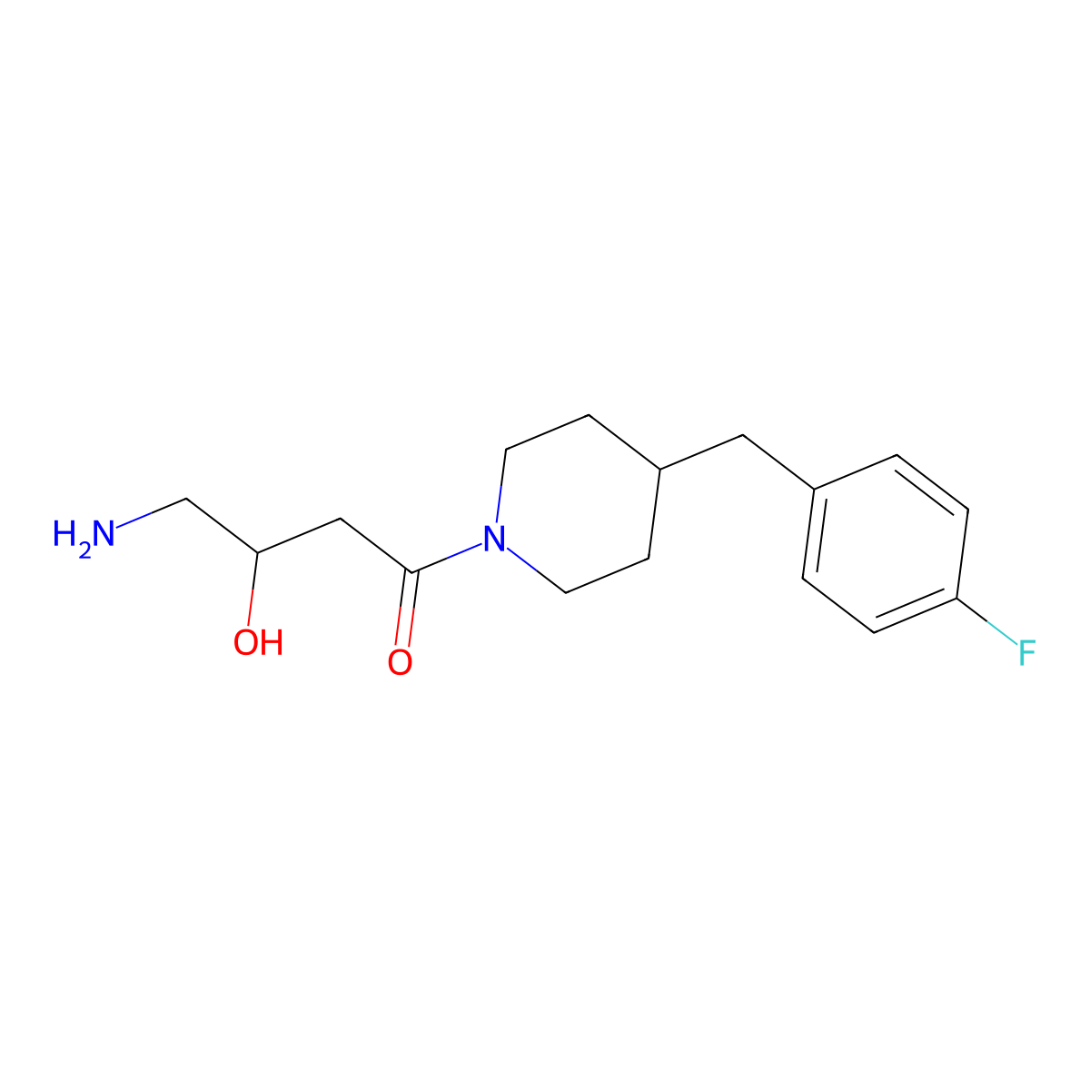 4-Amino-1-{4-[(4-fluorophenyl)methyl]piperidin-1-yl}-3-hydroxybutan-1-one molecular structure, CAS 1394529-66-8