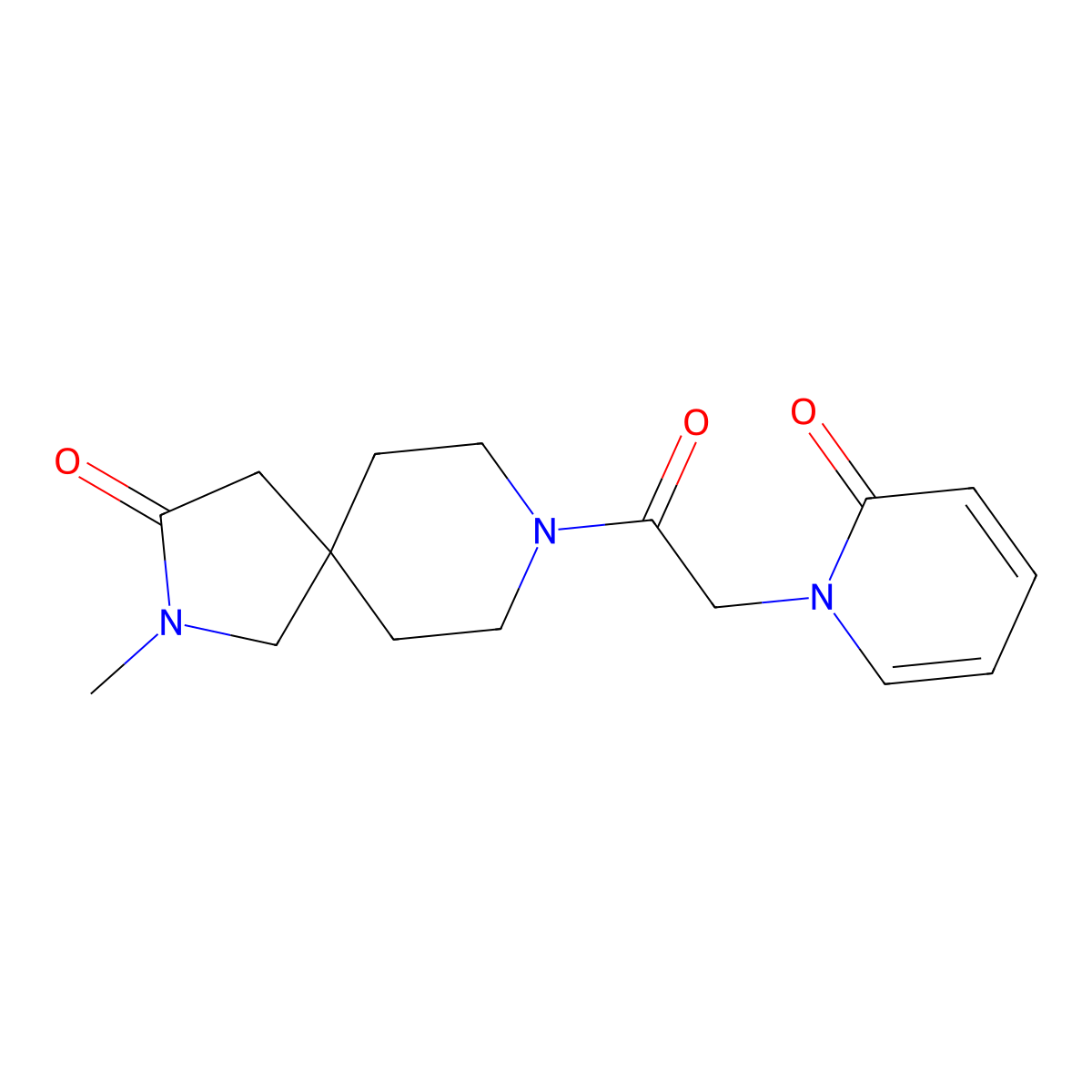2-methyl-8-(2-(2-oxopyridin-1(2H)-yl)acetyl)-2,8-diazaspiro[4.5]decan-3-one molecular structure, CAS 1394532-47-8
