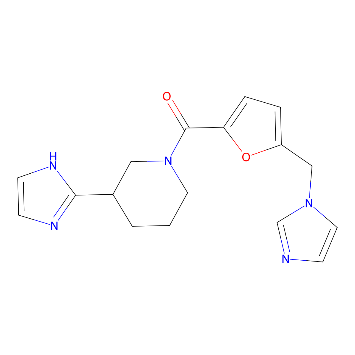 3-(1H-imidazol-2-yl)-1-[5-(1H-imidazol-1-ylmethyl)-2-furoyl]piperidine molecular structure, CAS 1394556-89-8