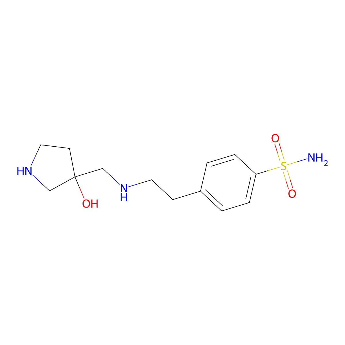 4-(2-{[(3-Hydroxy-3-pyrrolidinyl)methyl]amino}ethyl)benzenesulfonamide dihydrochloride molecular structure, CAS 1394582-49-0