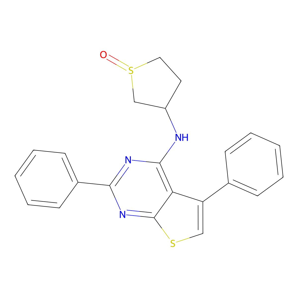 3-({2,5-Diphenylthieno[2,3-d]pyrimidin-4-yl}amino)-1lambda4-thiolan-1-one molecular structure, CAS 1394648-11-3