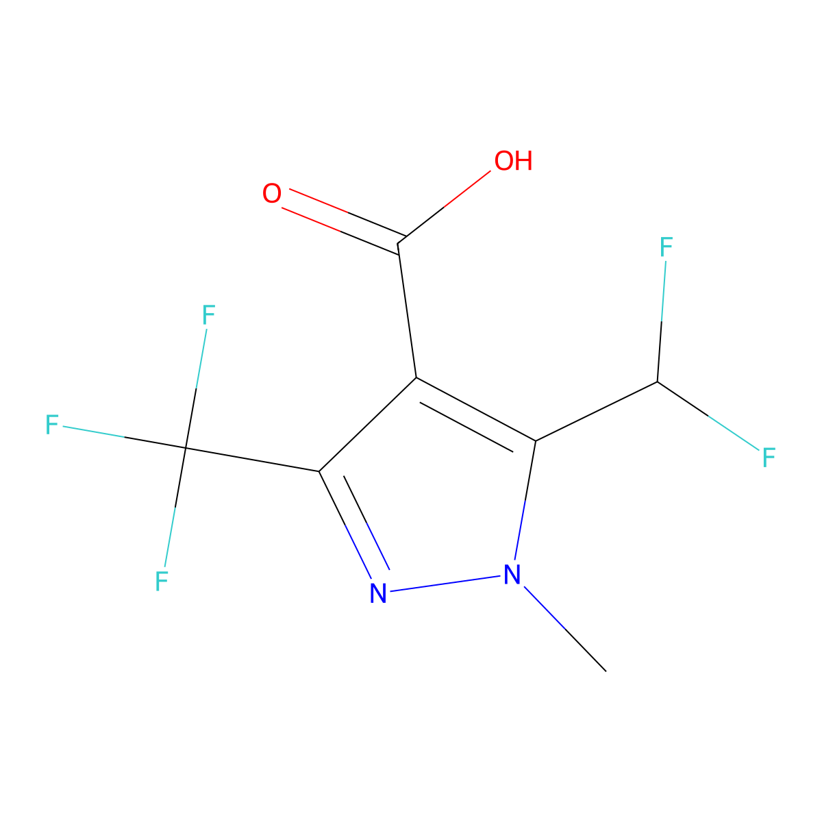 5-(difluoromethyl)-1-methyl-3-(trifluoromethyl)-1H-pyrazole-4-carboxylic acid molecular structure, CAS 1394650-76-0