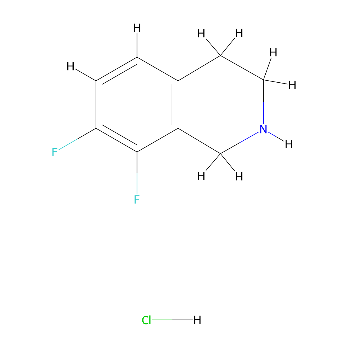 7,8-Difluoro-1,2,3,4-tetrahydroisoquinoline hydrochloride molecular structure, CAS 1394662-70-4